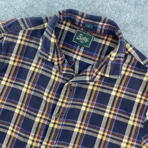 Bixby Nomad Mens Button Down Shirt L Navy Plaid Long Sleeve Slim Fit Dixxon Snap